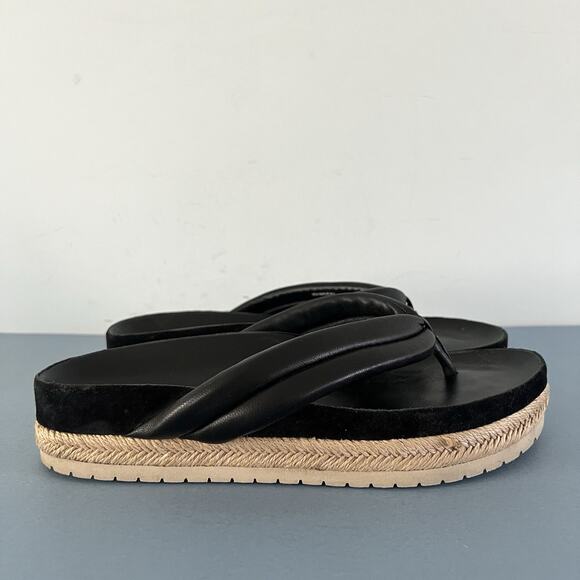 Vince Forest Black Espadrille Thong Platform Slide Sandals - Picture 4 of 10
